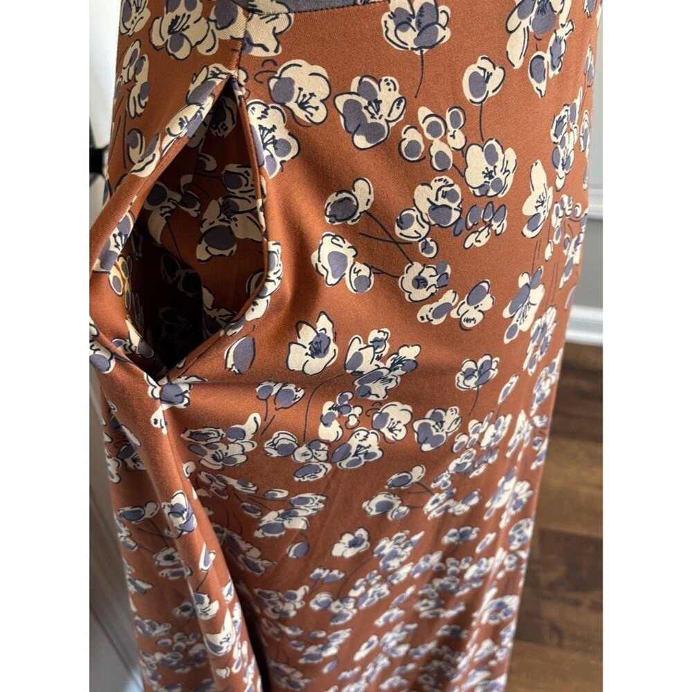 Pact Womens Medium Navy Blue Floral Organic Cotton Maxi Dress Pockets - Picture 4 of 9